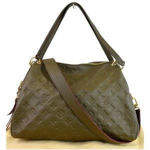 LOUIS VUITTON Ponthieu PM Empreinte Leather Shoulder Bag Olive
